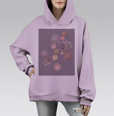 Космос и магия, Hoodie Mono Fiolet, оверсайз, утепленная