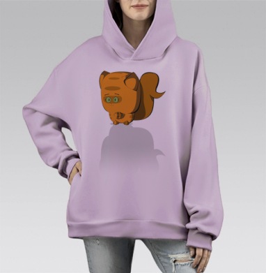 Котик  по имени рыжик, Hoodie Mono Fiolet, оверсайз, утепленная