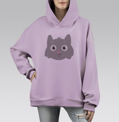 Котик, Hoodie Mono Fiolet, оверсайз, утепленная
