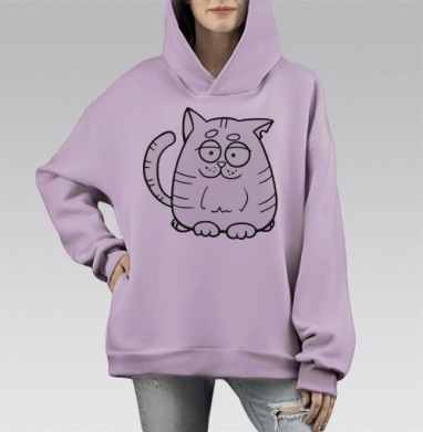 Котик, Hoodie Mono Fiolet, оверсайз, утепленная
