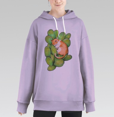 Котик в кактусах, Hoodie Long Oversize Fiolet
