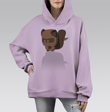 Котики верный друг, Hoodie Mono Fiolet, оверсайз, утепленная
