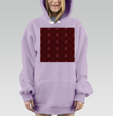 Красный новогодний фон елочки звезды на красном, Hoodie Mjhigh Dig Mel, Fiolet, утепленная