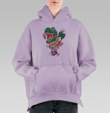 Красочный динозавр, Hoodie Oversize Fiolet, утепленная