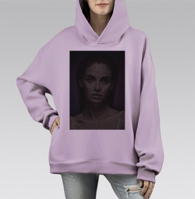 Красота это..., Hoodie Mono Fiolet, оверсайз, утепленная