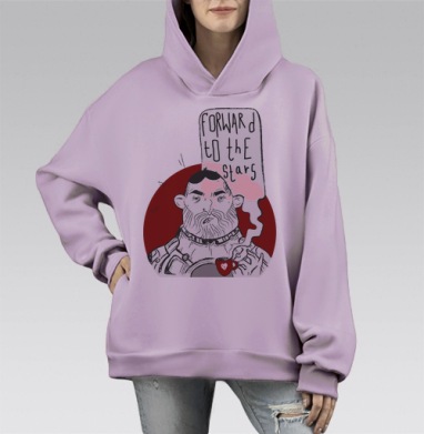Крутой мужик, Hoodie Mono Fiolet, оверсайз, утепленная