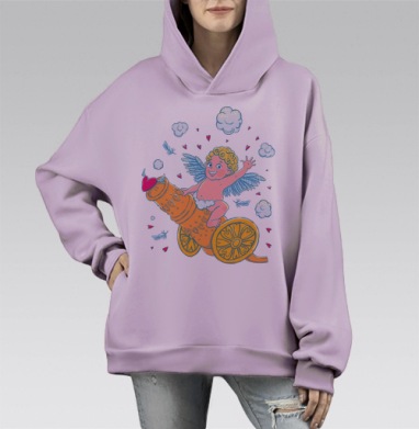 Купидон, пли!, Hoodie Mono Fiolet, оверсайз, утепленная