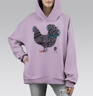 Курочка, Hoodie Mono Fiolet, оверсайз, утепленная