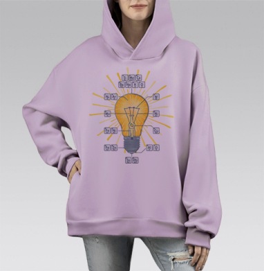 Лампочка Ильича, Hoodie Mono Fiolet, оверсайз, утепленная