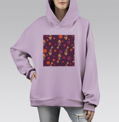 Лапы, Hoodie Mono Fiolet, оверсайз, утепленная