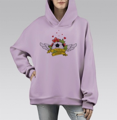 Лав из..., Hoodie Mono Fiolet, оверсайз, утепленная