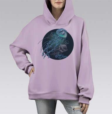 Лето близко, Hoodie Mono Fiolet, оверсайз, утепленная