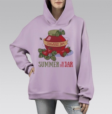 Лето в банке, Hoodie Mono Fiolet, оверсайз, утепленная