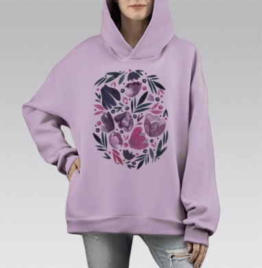 Лил, Hoodie Mono Fiolet, оверсайз, утепленная