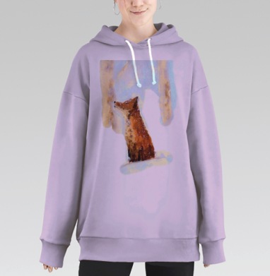 Лис на снегу, Hoodie Long Oversize Fiolet