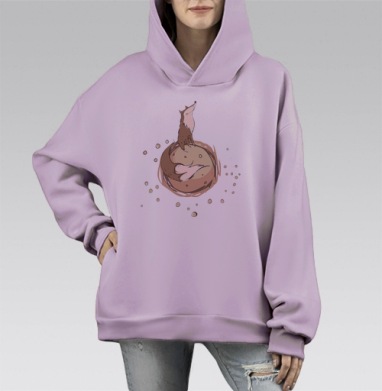Лиса и космос, Hoodie Mono Fiolet, оверсайз, утепленная