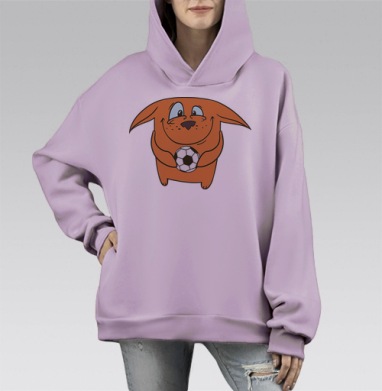 Лиса с мячом, Hoodie Mono Fiolet, оверсайз, утепленная