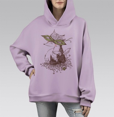 Лиска в маске, Hoodie Mono Fiolet, оверсайз, утепленная
