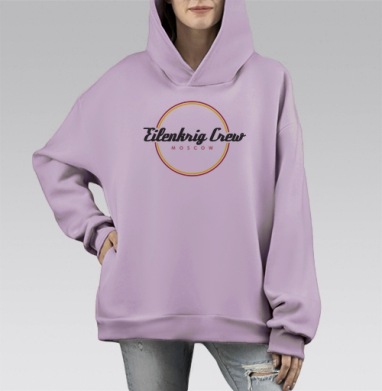 Логотип Eilenkrig Crew Москва с яркой окружностью, Hoodie Mono Fiolet, оверсайз, утепленная