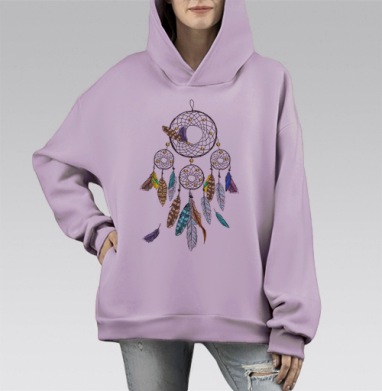 Ловец приятных снов, Hoodie Mono Fiolet, оверсайз, утепленная