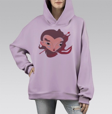 Любовь, Hoodie Mono Fiolet, оверсайз, утепленная