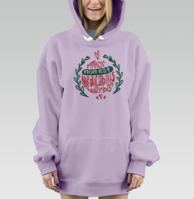 Любовь Нет Лекарства Латинская Фраза Текст, Hoodie Mjhigh Dig Mel, Fiolet, утепленная