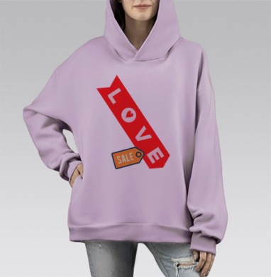 Любовь распродажа акция свежести купить, Hoodie Mono Fiolet, оверсайз, утепленная
