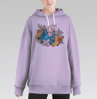 Мама медведица, Hoodie Long Oversize Fiolet