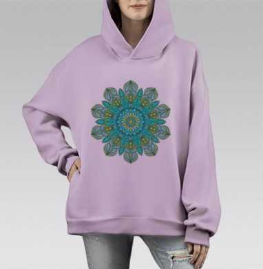 Мандала льда, Hoodie Mono Fiolet, оверсайз, утепленная