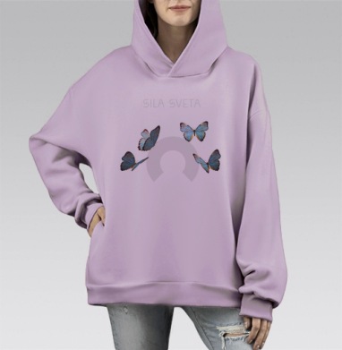 Манящая Сила света, Hoodie Mono Fiolet, оверсайз, утепленная