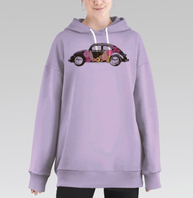 Машина в цветах, Hoodie Long Oversize Fiolet