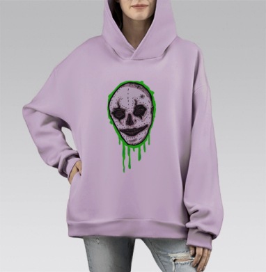 Маска в кислоте, Hoodie Mono Fiolet, оверсайз, утепленная