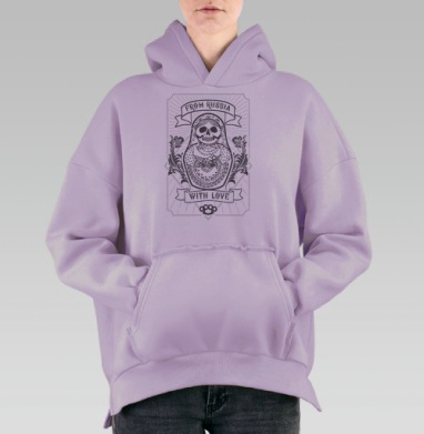 Матрешка с гранатой, Hoodie Oversize Fiolet, утепленная