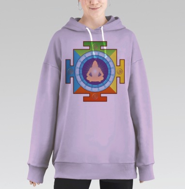 Медитация и духовное просветление в мандале ОМ, Hoodie Long Oversize Fiolet