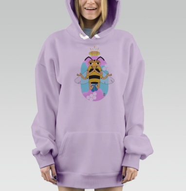 Медитирующая пчела с нимбом в позе лотоса Добро пожаловать в Рой, Hoodie Mjhigh Dig Mel, Fiolet, утепленная