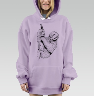 Медленный ленивец с бутылкой Сло Медленно бутылкой, Hoodie Mjhigh Dig Mel, Fiolet, утепленная