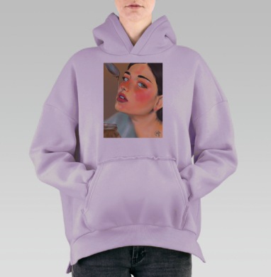 Медовая сладость женского образа для жизни сладкая как мёд, Hoodie Oversize Fiolet, утепленная