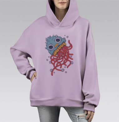 Медууза, Hoodie Mono Fiolet, оверсайз, утепленная
