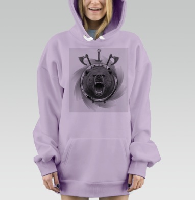 Медведь и оружие мощь защиты ZOV, Hoodie Mjhigh Dig Mel, Fiolet, утепленная