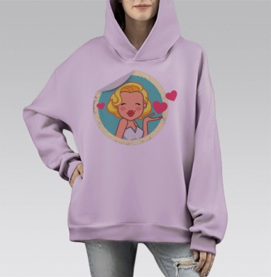 Мэрилин Монро, Hoodie Mono Fiolet, оверсайз, утепленная
