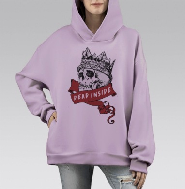 Мертв внутри, Hoodie Mono Fiolet, оверсайз, утепленная