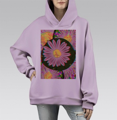 Мескалиновый трип, Hoodie Mono Fiolet, оверсайз, утепленная