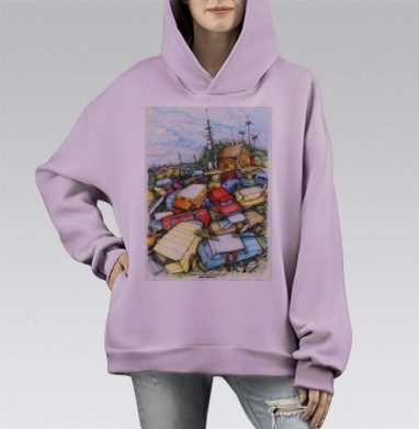 Металлолом, Hoodie Mono Fiolet, оверсайз, утепленная