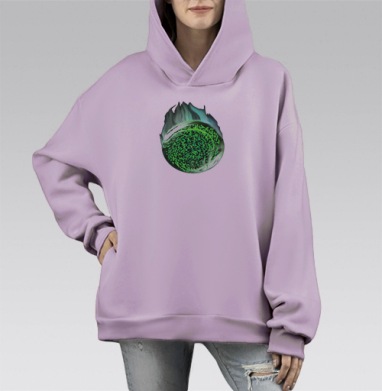 Метеор каллиграфи, Hoodie Mono Fiolet, оверсайз, утепленная