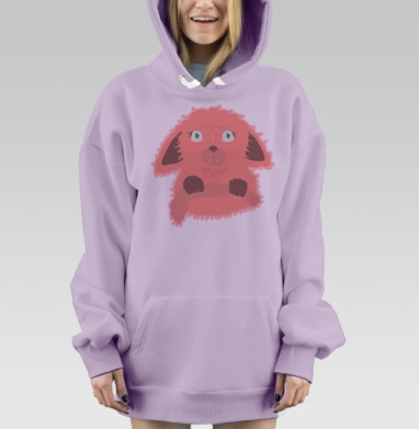Милая лисичка с хвостиком в нежных оттенках розового, Hoodie Mjhigh Dig Mel, Fiolet, утепленная