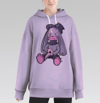 Милая плюшевая зайка с маской чумного доктора на лапах, Hoodie Long Oversize Fiolet