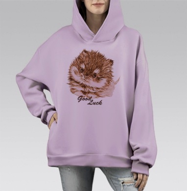 Милая собачка, Hoodie Mono Fiolet, оверсайз, утепленная