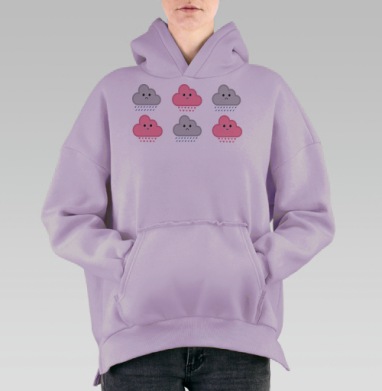 Милые облачка, Hoodie Oversize Fiolet, утепленная
