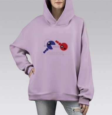 Минимал, Hoodie Mono Fiolet, оверсайз, утепленная