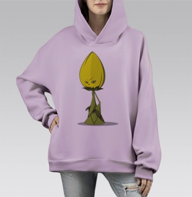Мир цветов, Hoodie Mono Fiolet, оверсайз, утепленная